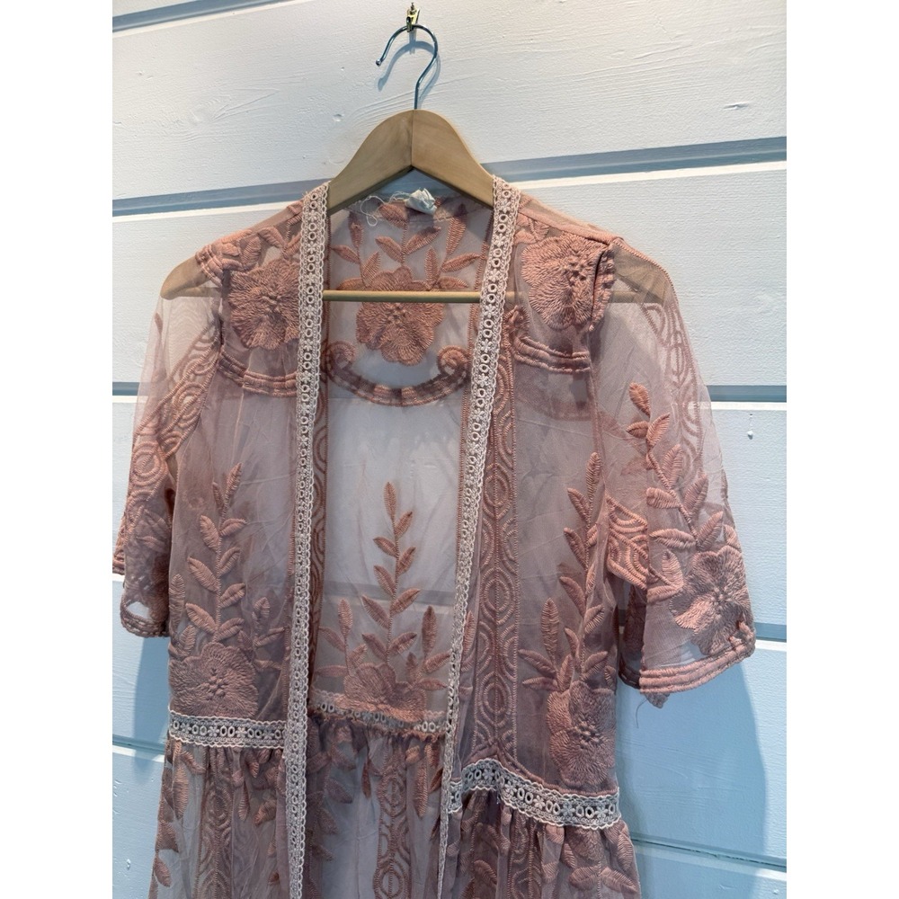 Ijoah Kimono/Cover up, lace, pink, large, festival, romantic, feminine, sexy